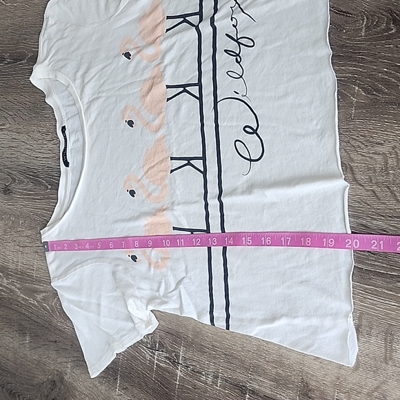 Wildfox Super Soft Flamingo Print Cut Off Short Sleeve Scoop Neck Tee Small - Picture 5 of 8